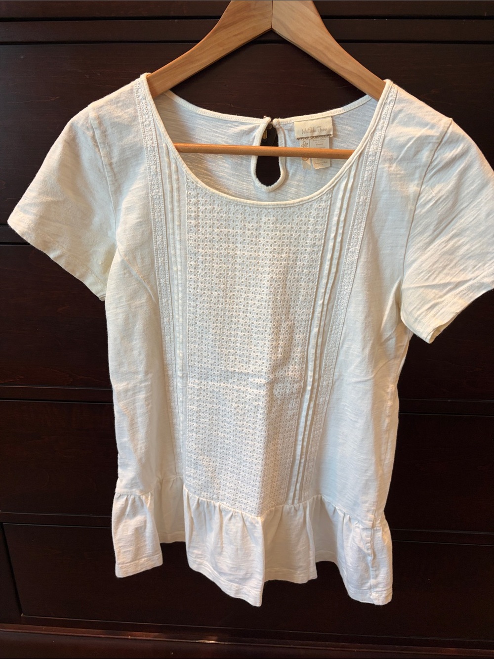 Matilda Jane Cream Eyelet Peplum tee